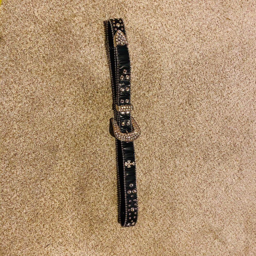 GENUINE LEATHER - BLACK / SILVER - BELT